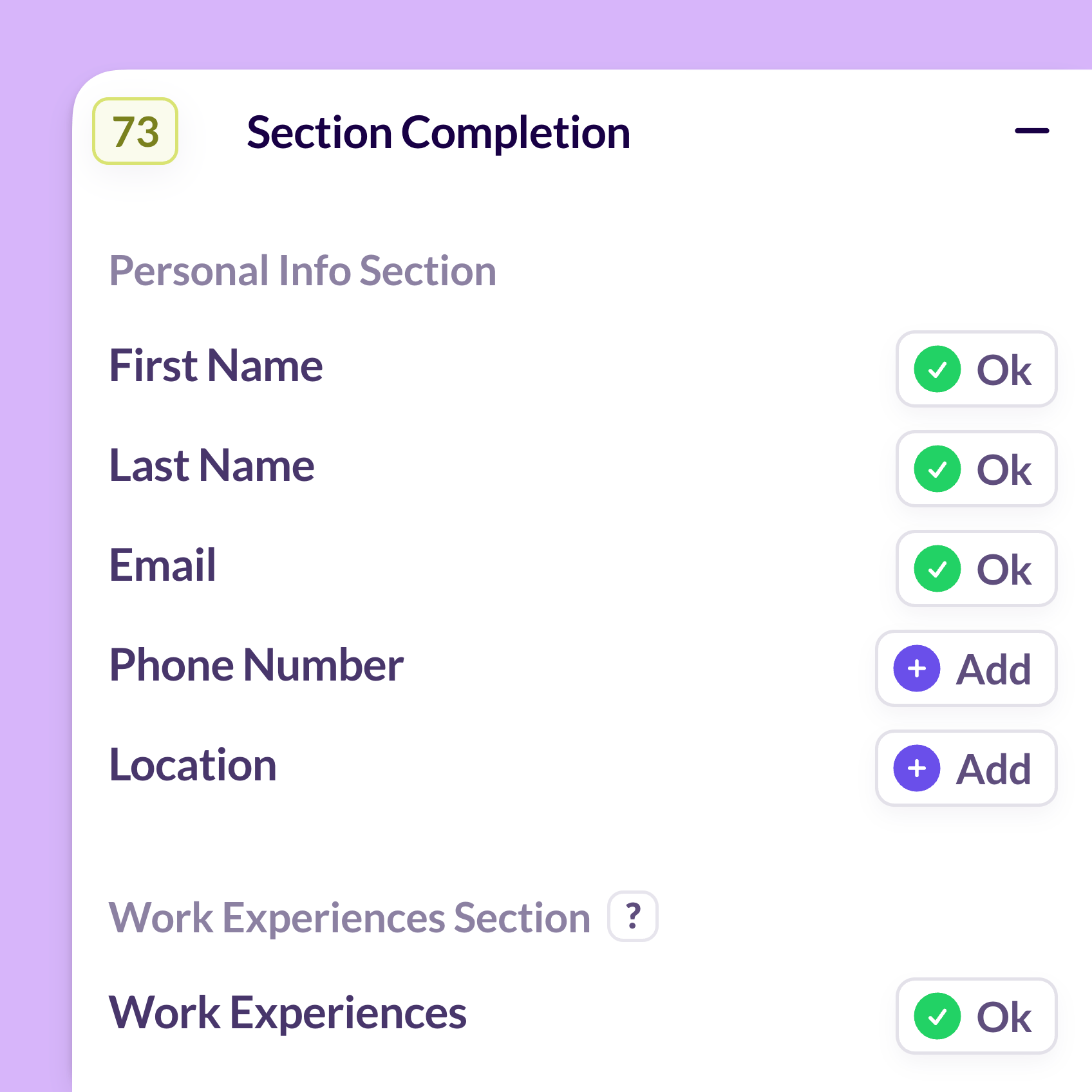 Section Completion