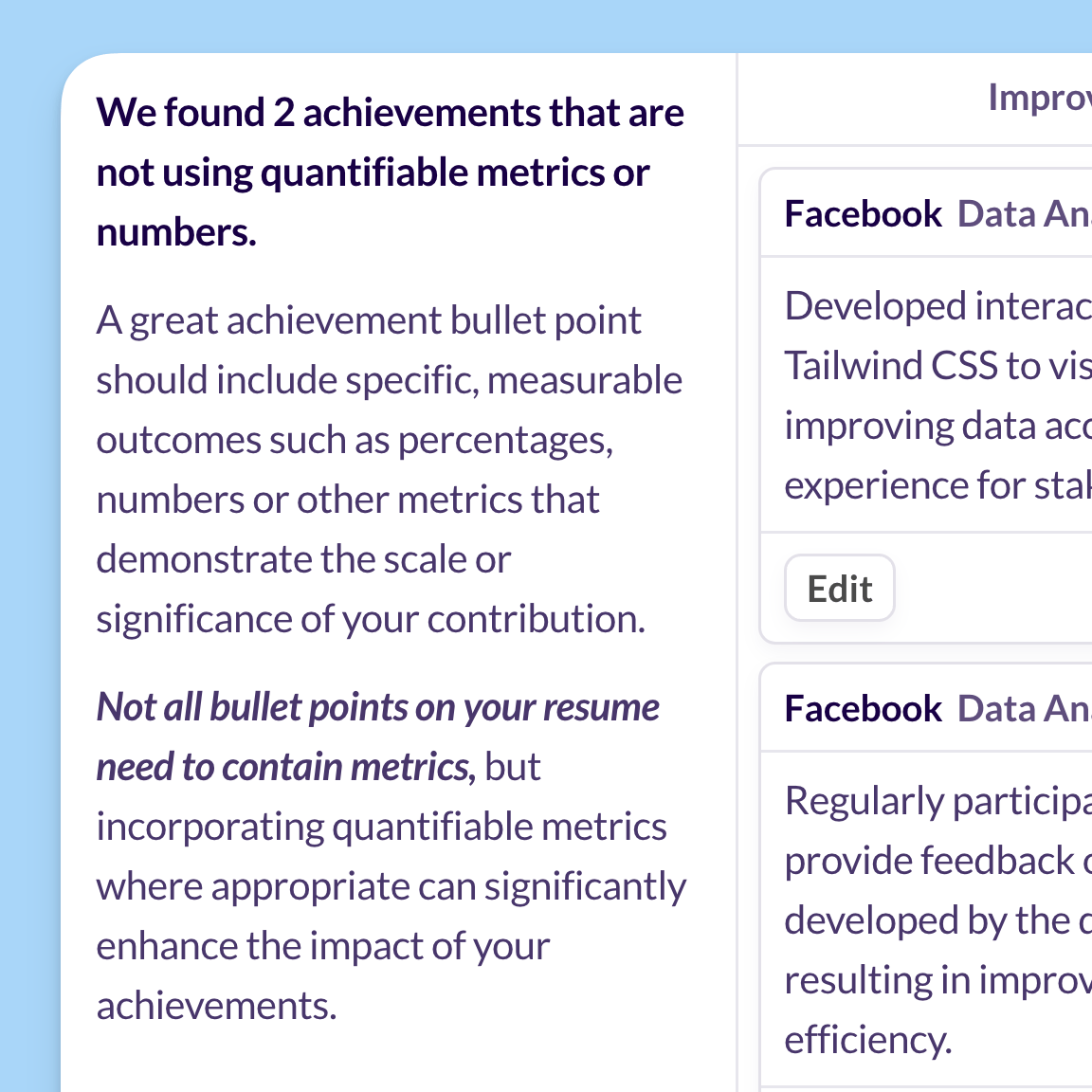 Use of Metrics and Numbers